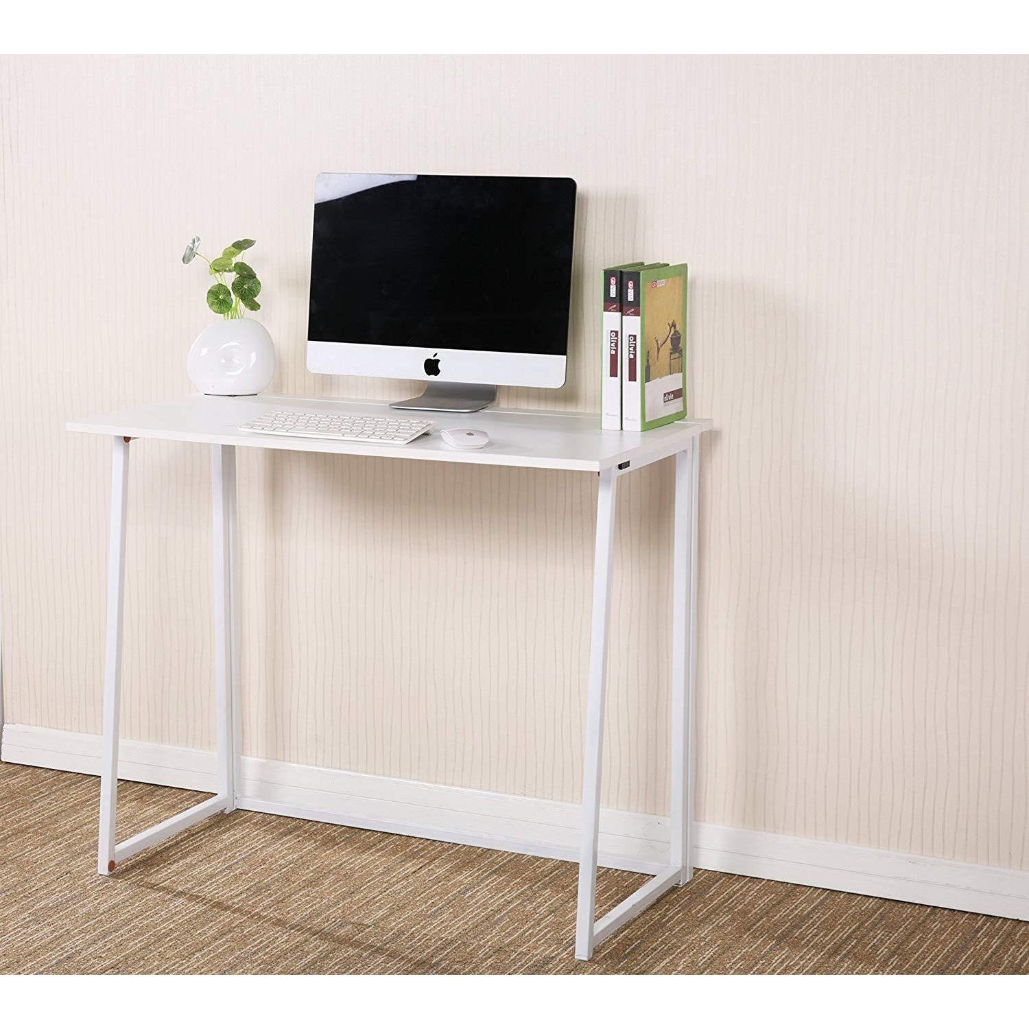 Compact Folding Desk in White (No Assembly)