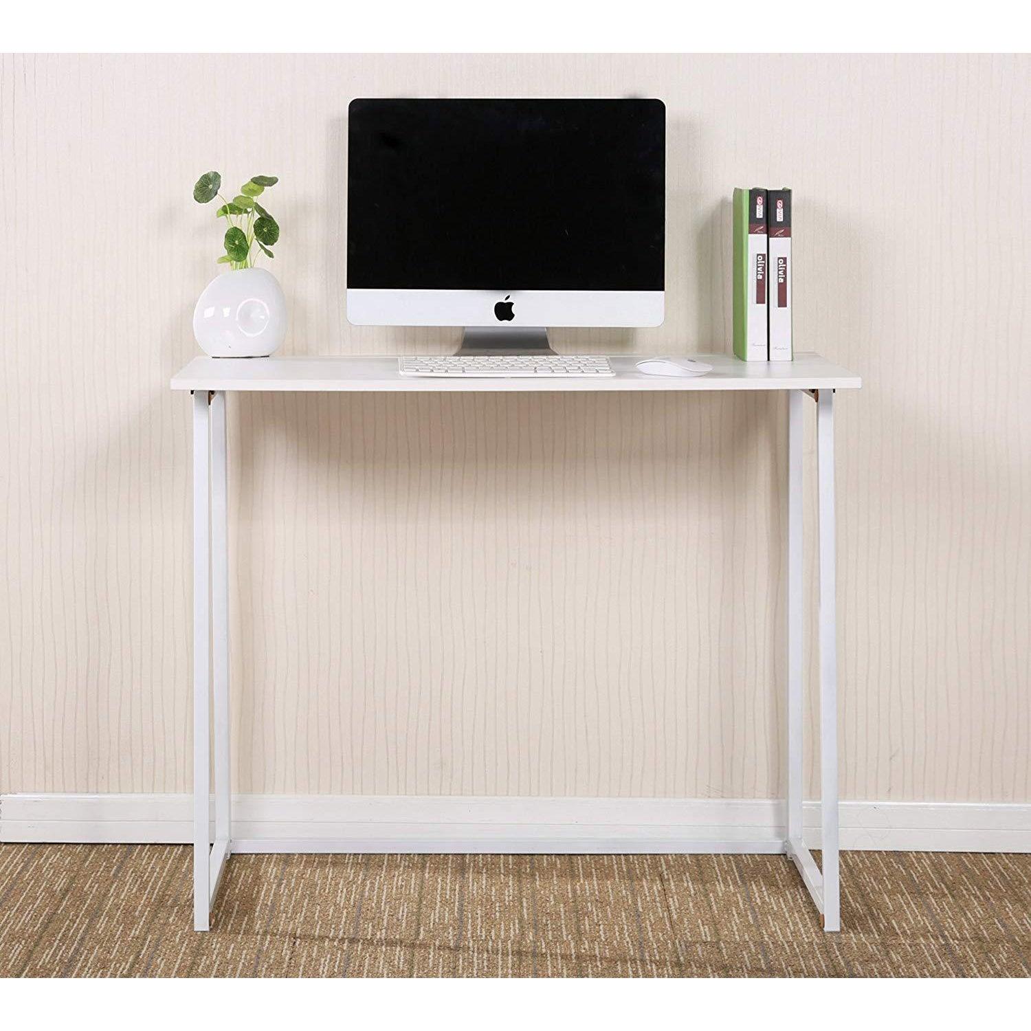Compact Folding Desk in White (No Assembly)