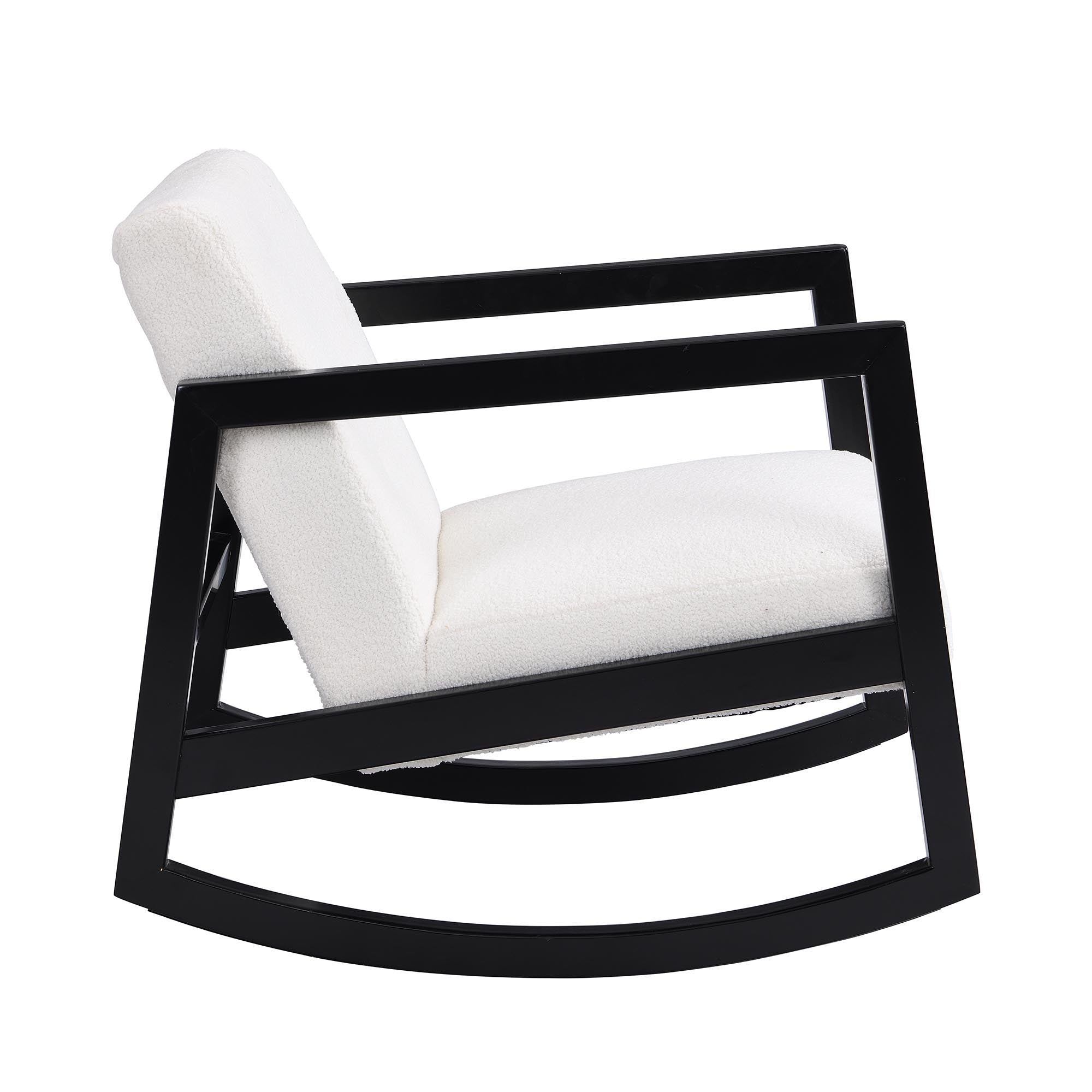 Fyne Ecru Boucle Rocking Armchair, Black Frame