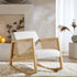Fyne Ecru Boucle Rocking Natural Oak Armchair with Rattan Armrests