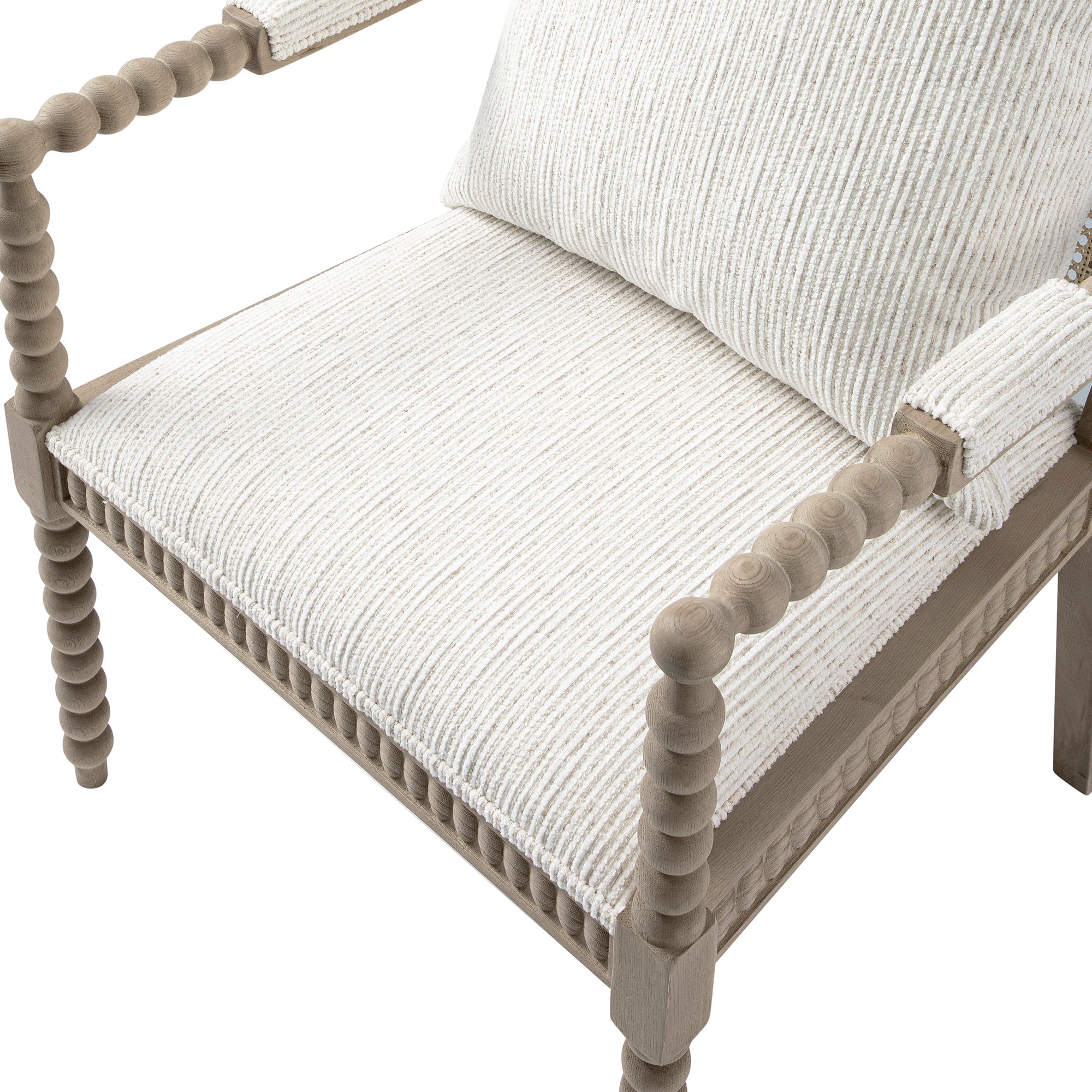 Hemingford Beige Textured Fabric Bobbin Washed Oak Armchair