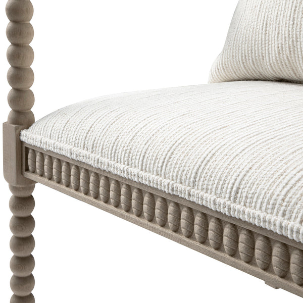 Hemingford Beige Textured Fabric Bobbin Washed Oak Armchair