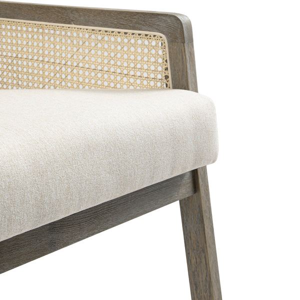 Fyne Oatmeal Fabric Weathered Oak Frame Rattan Armchair