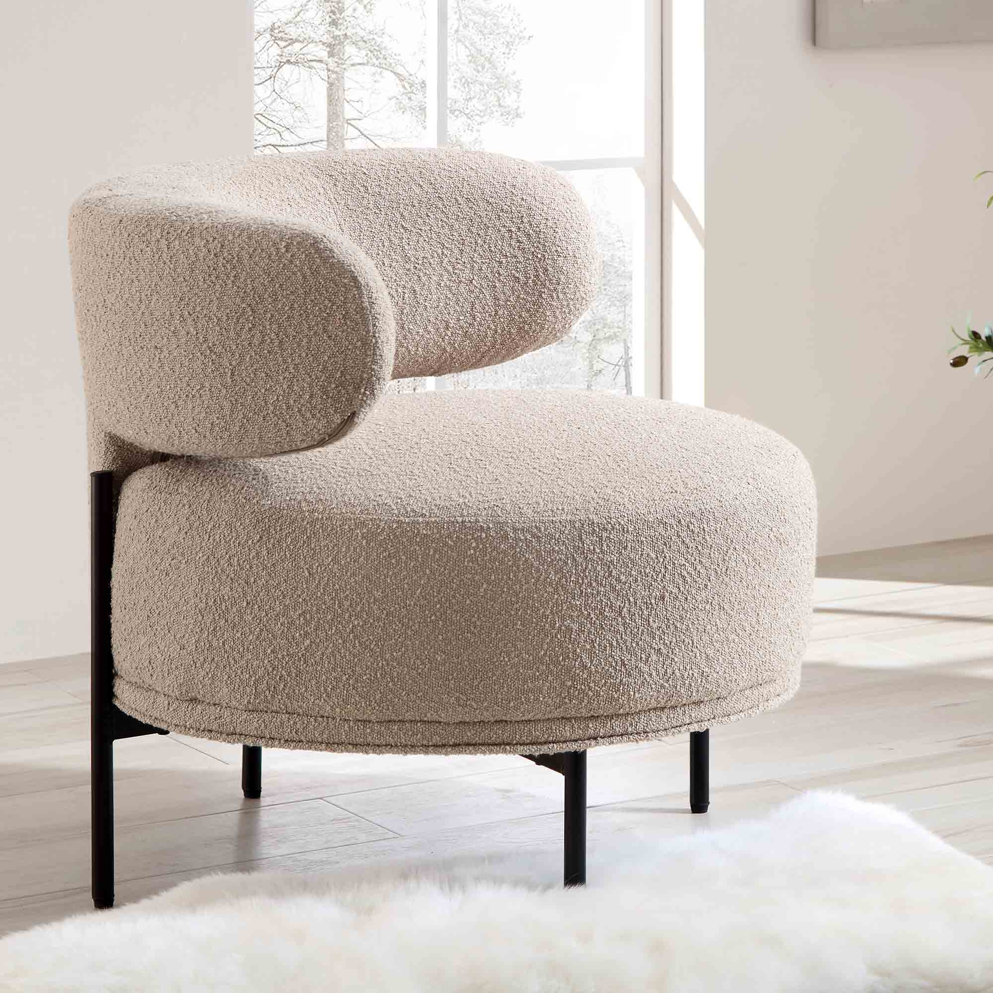 Penn Taupe Boucle Wing Back Accent Chair