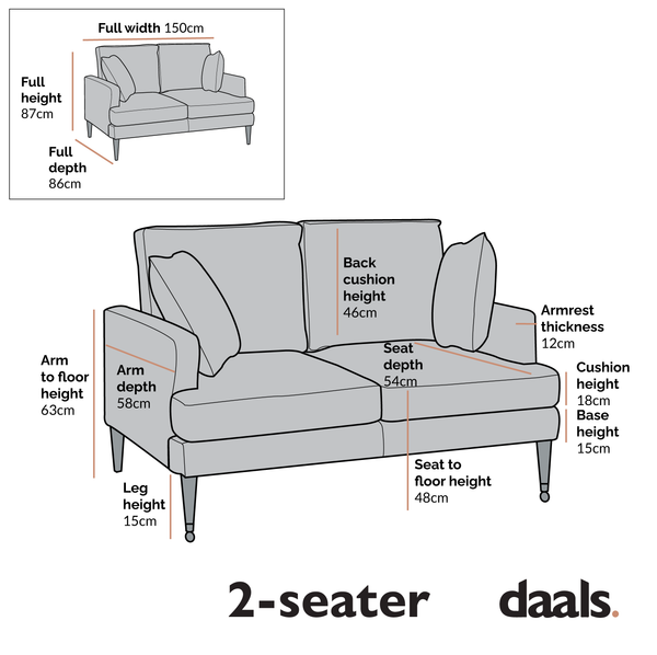 Brigette 2-Seater Mint Soft Brushed Sofa with Antique Brass Castor Legs