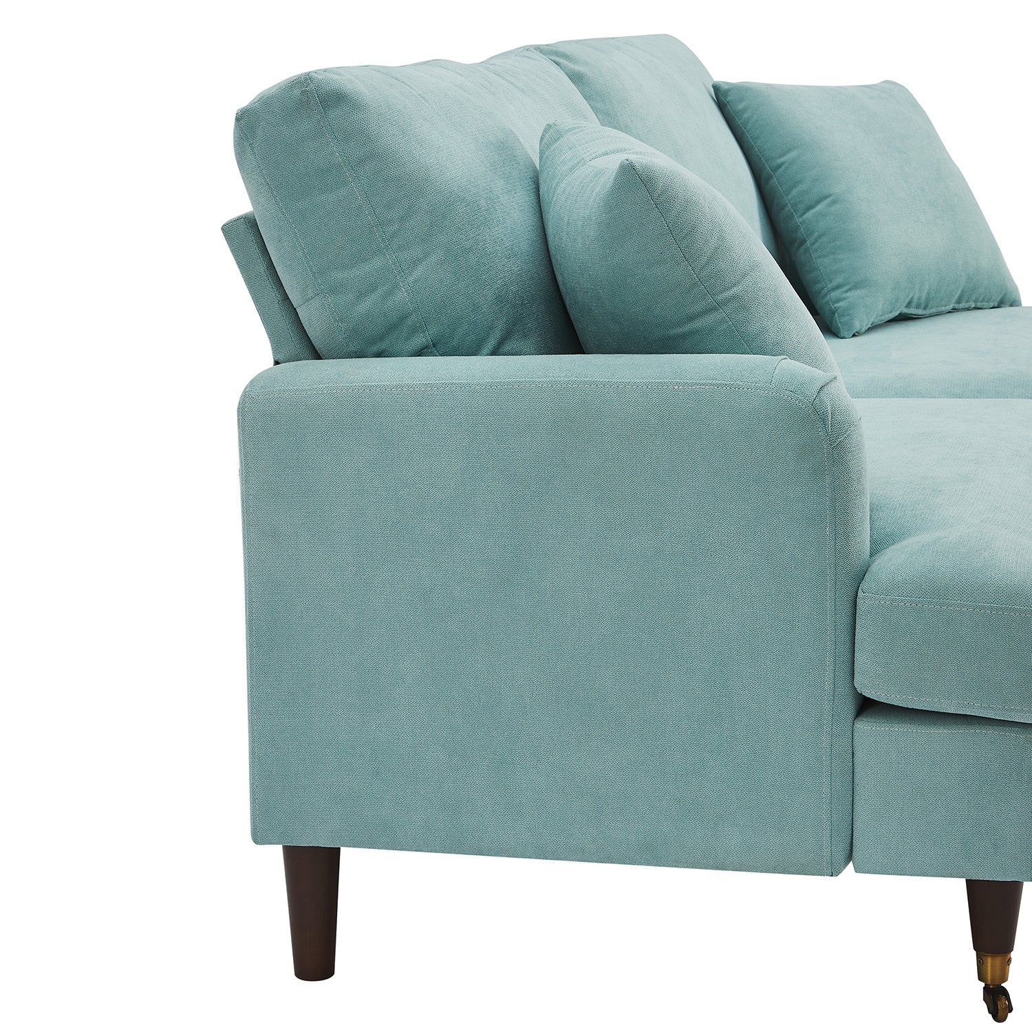 Brigette 3-Seater Mint Soft Brushed Sofa with Antique Brass Castor Legs