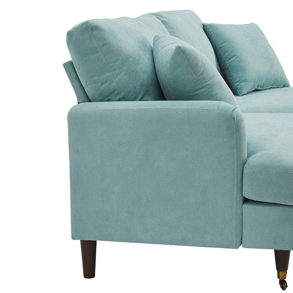 Brigette 3-Seater Mint Soft Brushed Sofa with Antique Brass Castor Legs