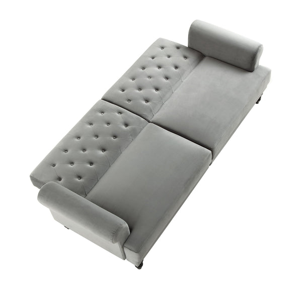 Hanney 3-Seater Chesterfield Sofabed in Grey Velvet