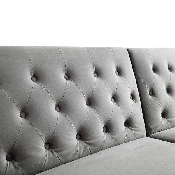 Hanney 3-Seater Chesterfield Sofabed in Grey Velvet
