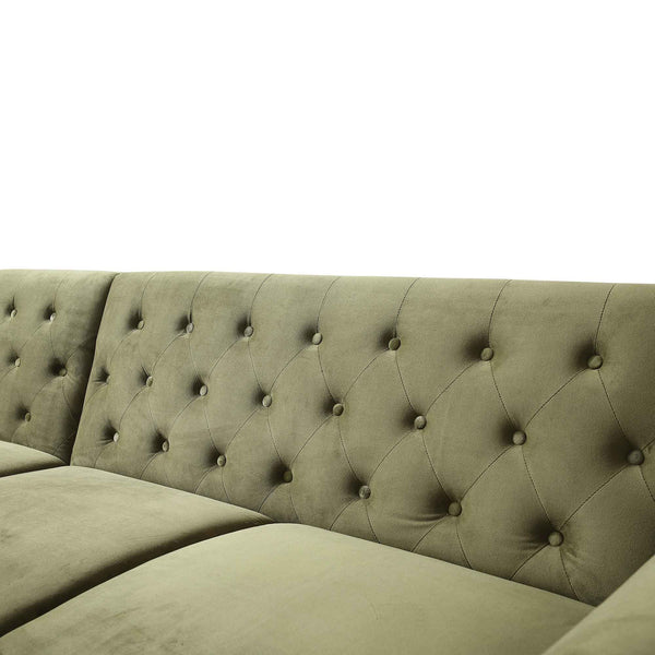 Hanney Chesterfield Chaise Sofabed in Moss Green Velvet