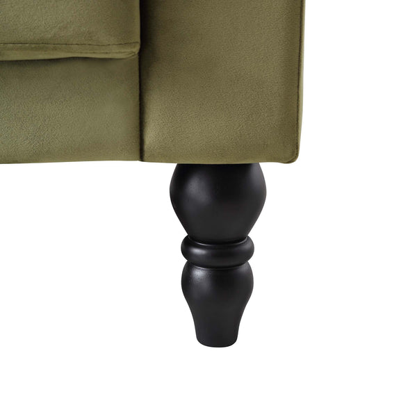 Hanney Chesterfield Chaise Sofabed in Moss Green Velvet