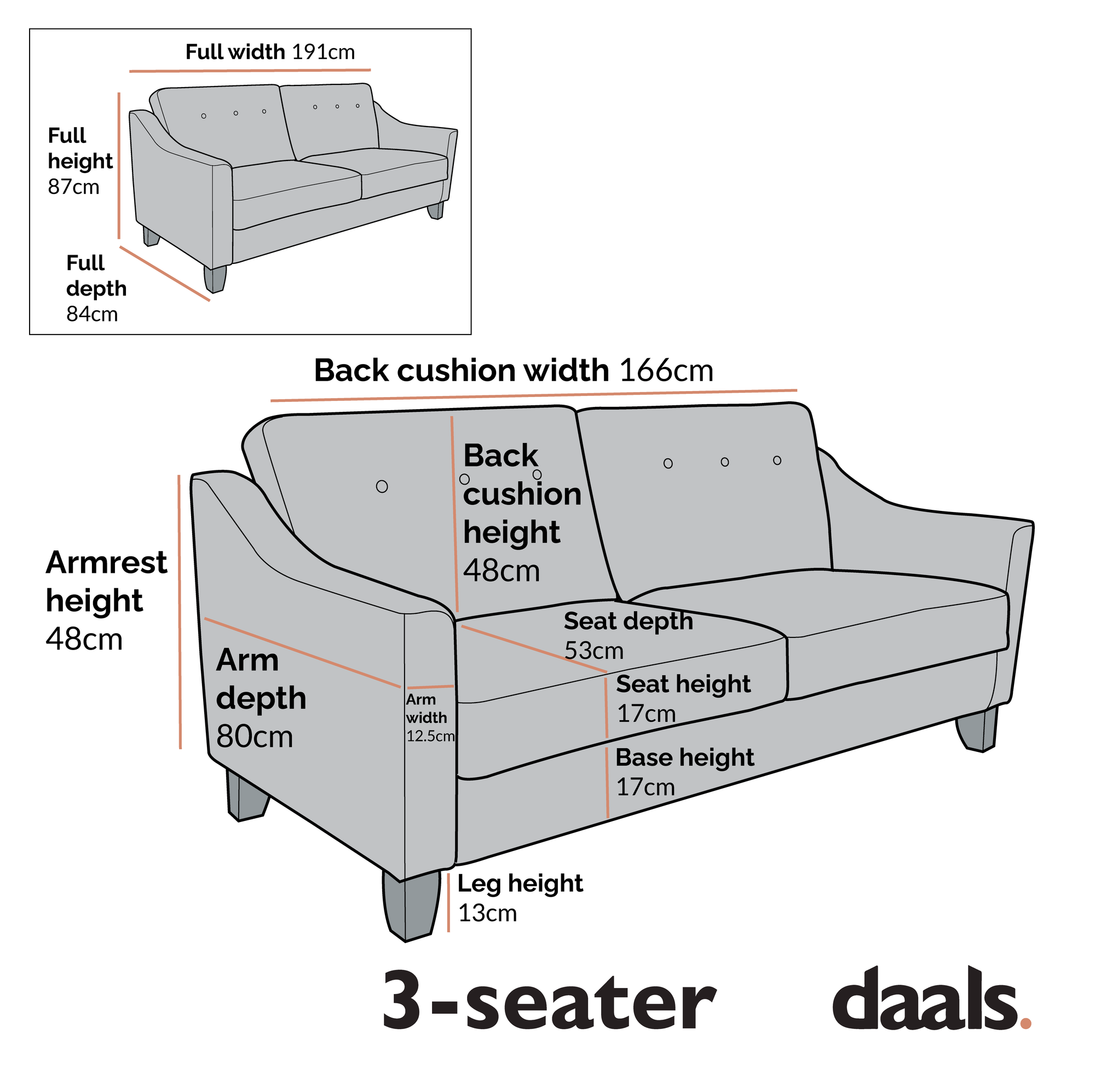 Harper 3-Seater Slope Arm Grey Woven Fabric Sofa