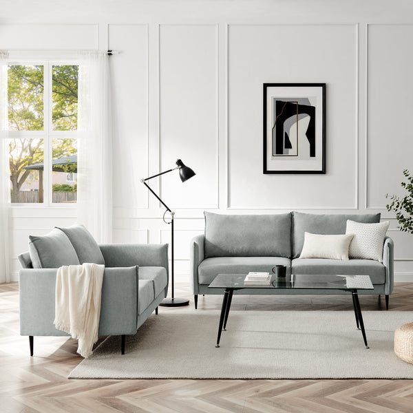 Bari Light Grey Brushed Fabric Sofa