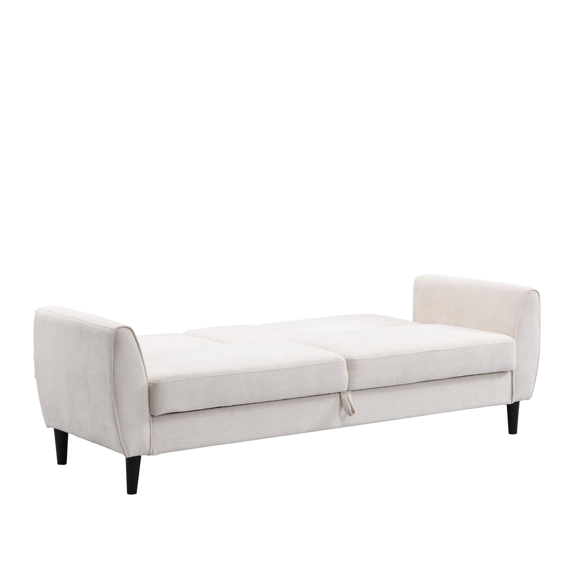 Latimer Beige Woven Fabric 3-Seater Storage Sofa Bed
