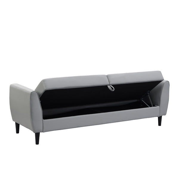 Latimer Grey Faux Leather 3-Seater Storage Sofa Bed