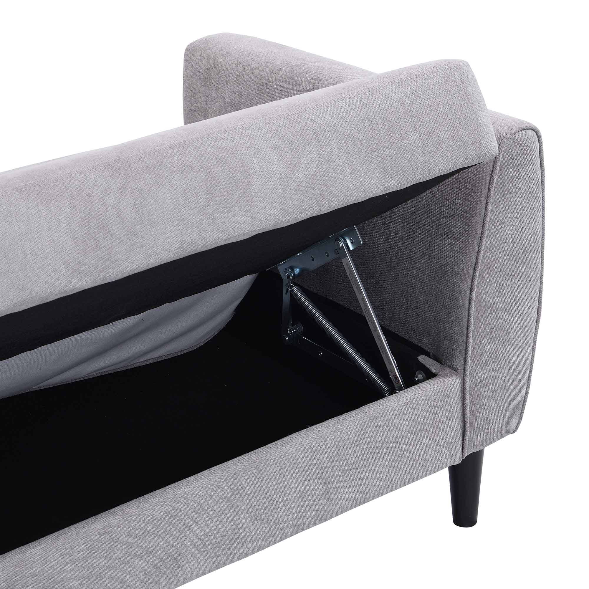Latimer Light Grey Brushed Fabric 3-Seater Storage Sofa Bed