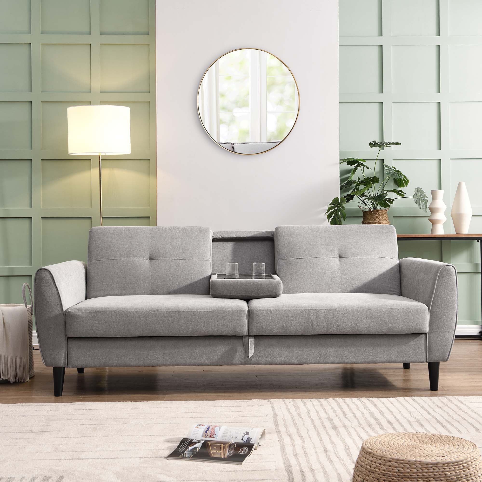 Latimer Light Grey Brushed Fabric 3-Seater Storage Sofa Bed
