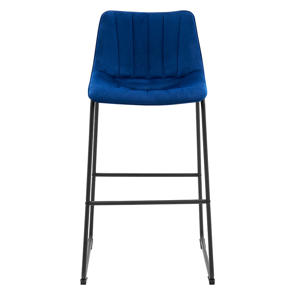 Sutton Set of 2 Barstools with Fluted Back (Blue Velvet)