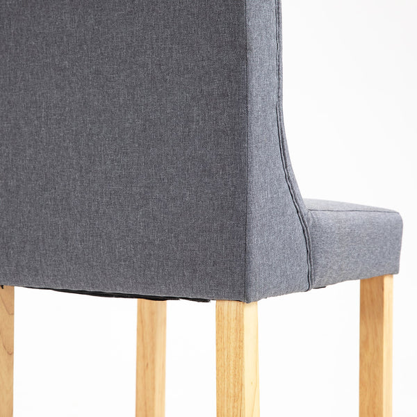Harbury Set of 2 Buttoned Bar Stools (Light Grey Linen)