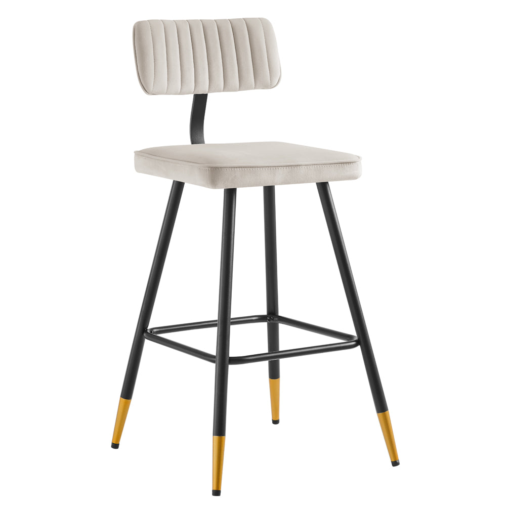 Charlecote Set of 2 Champagne Colour Velvet Upholstered Bar Stools