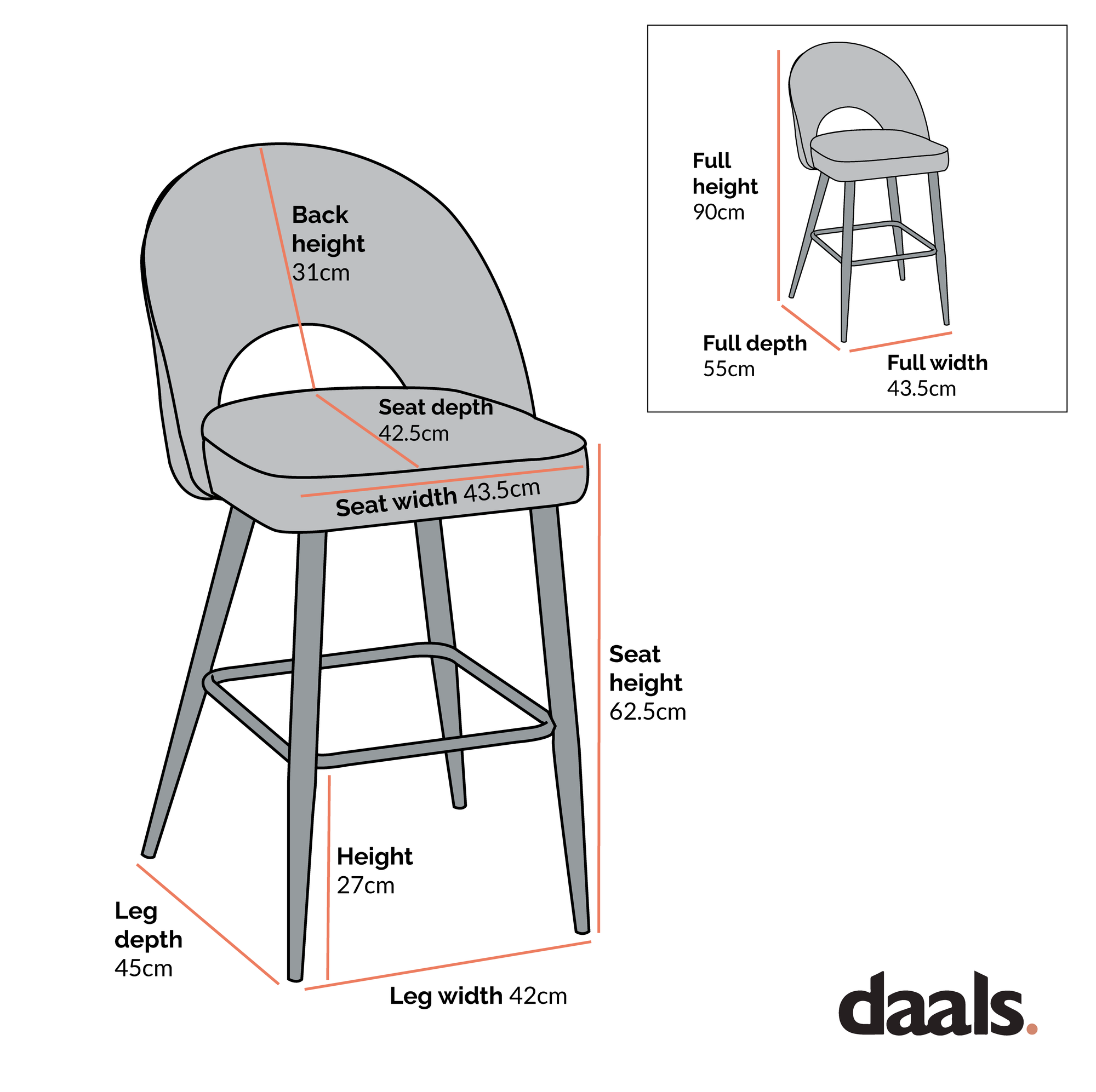 Oakley Set of 2 Champagne Velvet Upholstered Counter Stools with Contrast Piping
