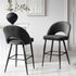 Oakley Set of 2 Dark Grey Velvet Upholstered Counter Stools with Contrast Piping