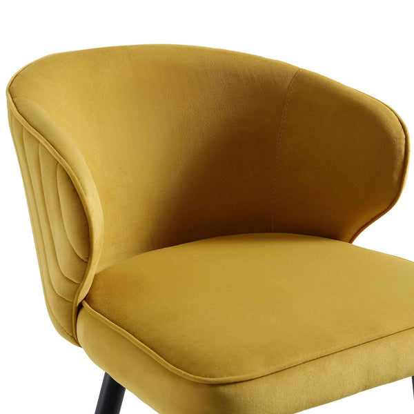 Langham Set of 2 Mustard Velvet Upholstered Carver Counter Stools