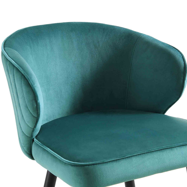 Langham Set of 2 Teal Velvet Upholstered Carver Counter Stools