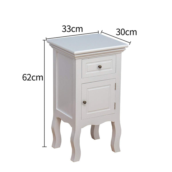 Wood White 1-Door 1-Drawer Bedside Table Nightstand Cabinet - daals