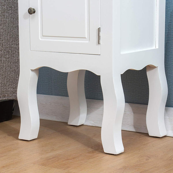 Wood White 1-Door 1-Drawer Bedside Table Nightstand Cabinet - daals