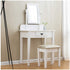 1-Drawer White Dressing Table with Stool & Single Square Mirror - daals