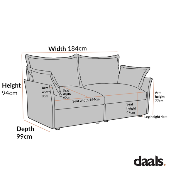 Byron Pillow Edge Mist Grey Boucle Modular Sofa, 2-Seater