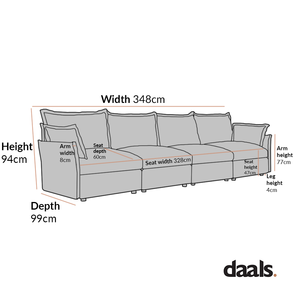Byron Pillow Edge Moss Green Velvet Modular Sofa, 4-Seater