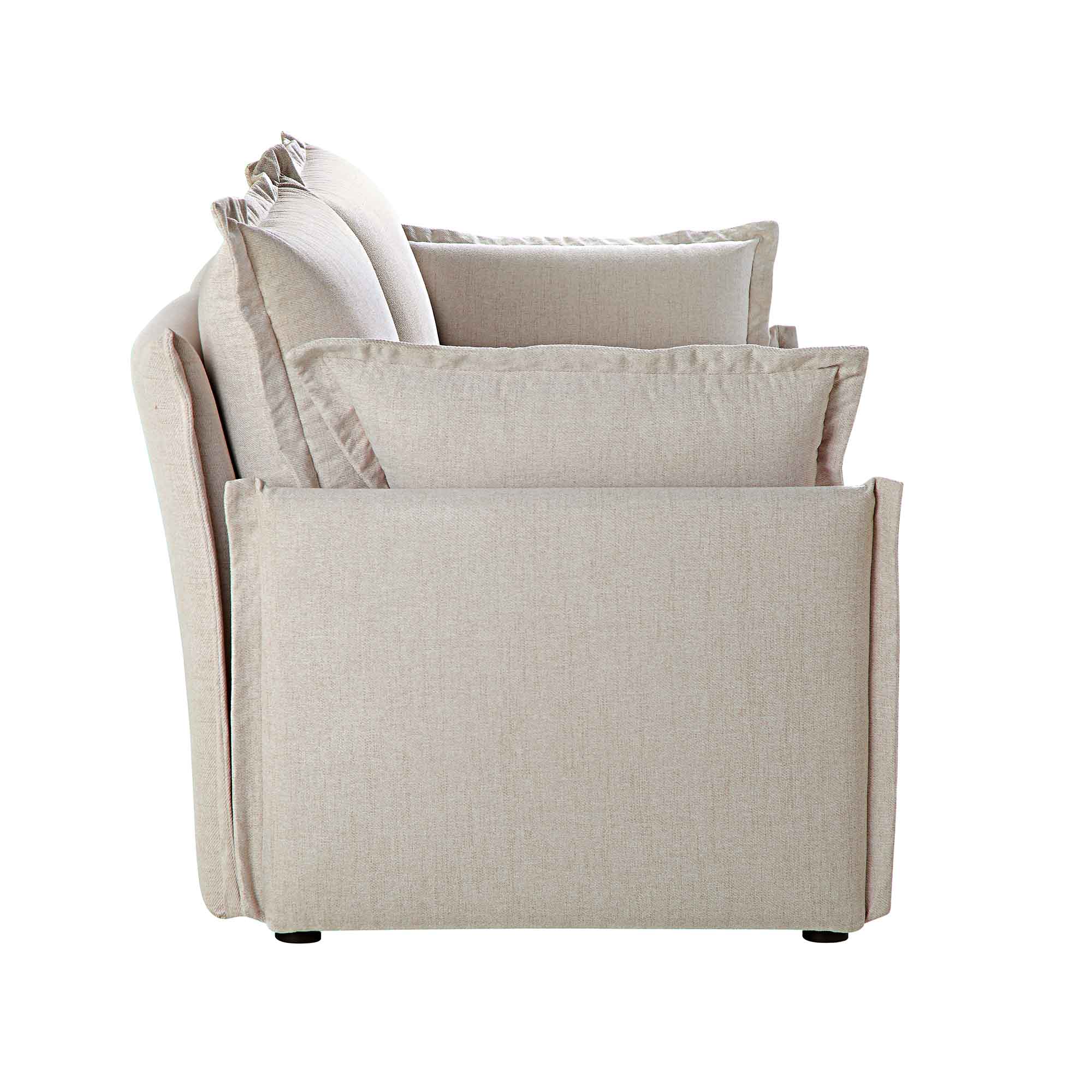 Byron Pillow Edge Beige Fabric Modular Sofa, 2-Seater