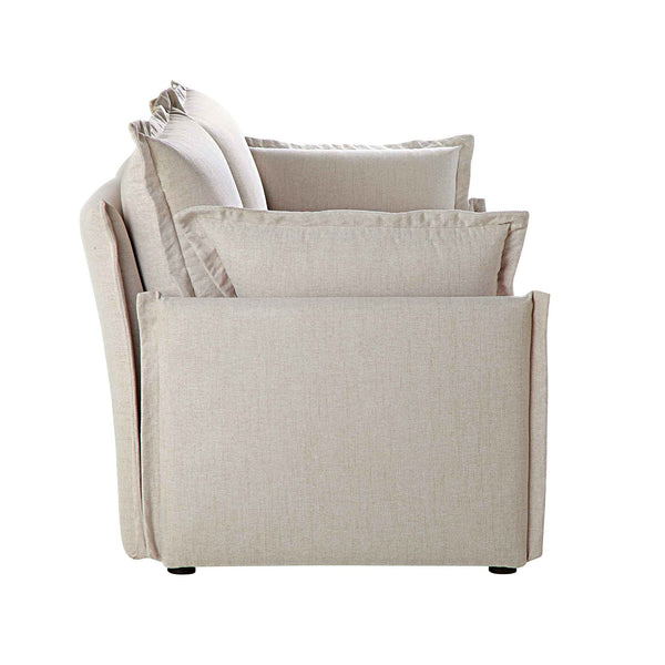 Byron Pillow Edge Beige Fabric Modular Sofa, 2-Seater