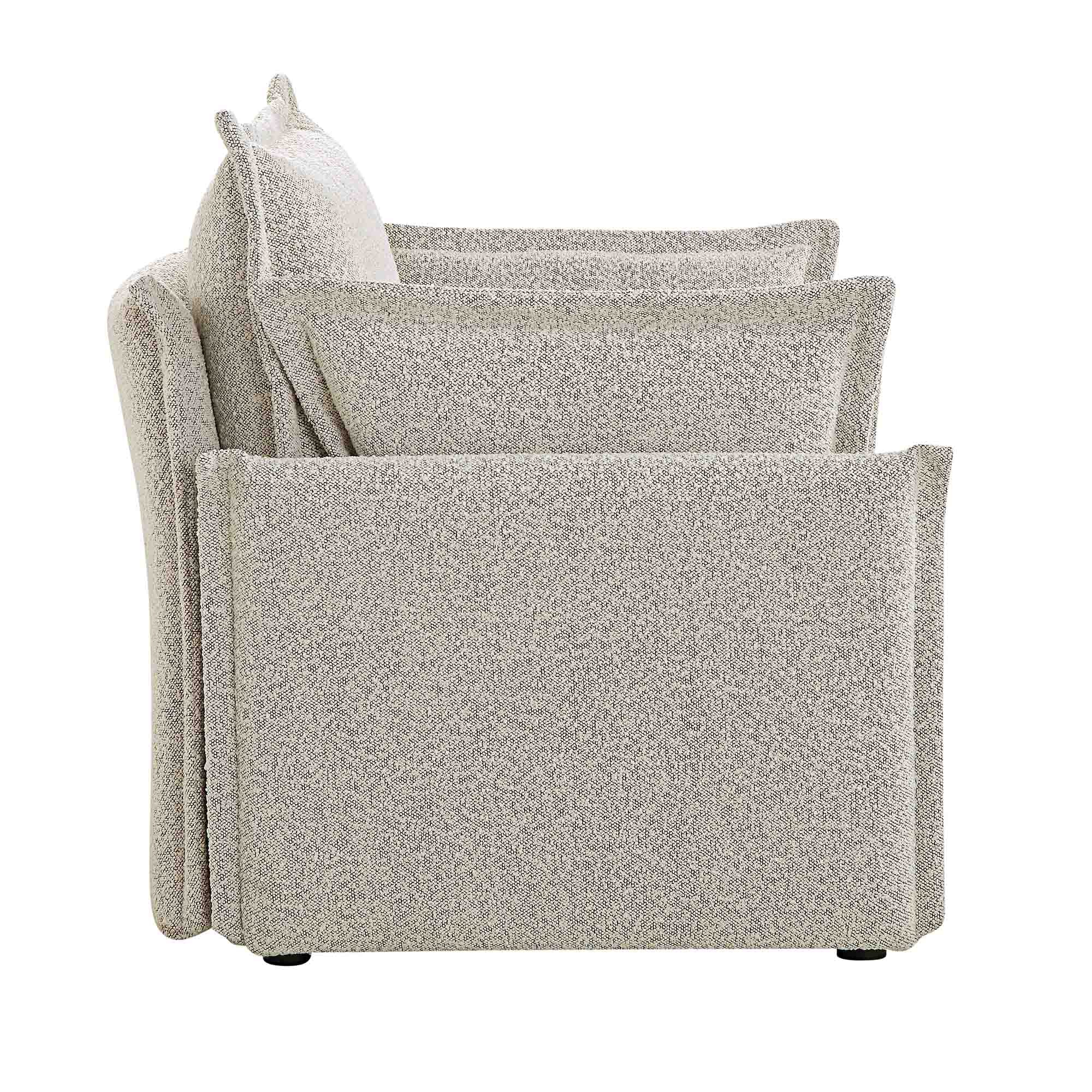 Byron Pillow Edge Mist Grey Boucle Modular Sofa, 1-Seater