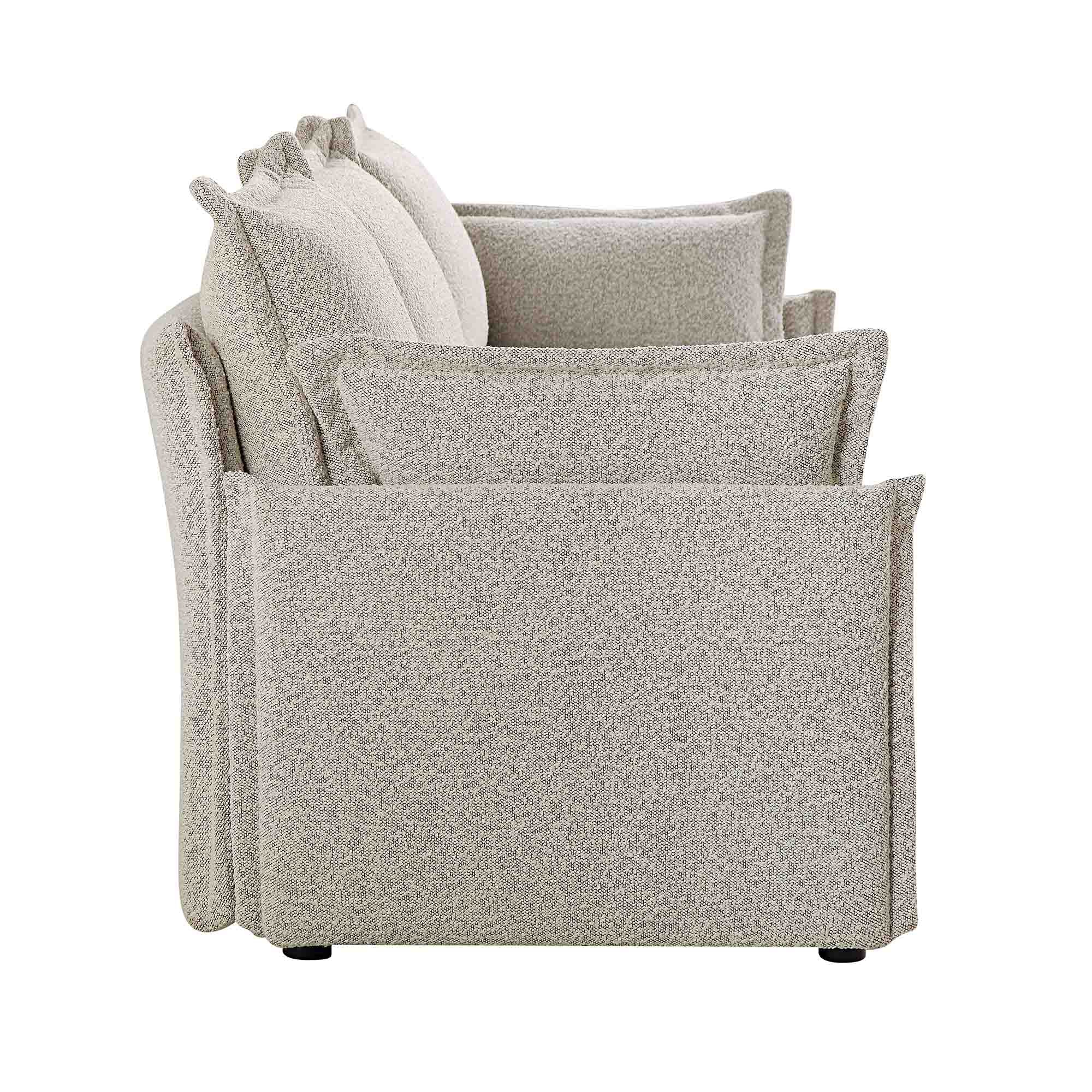Byron Pillow Edge Mist Grey Boucle Modular Sofa, 3-Seater