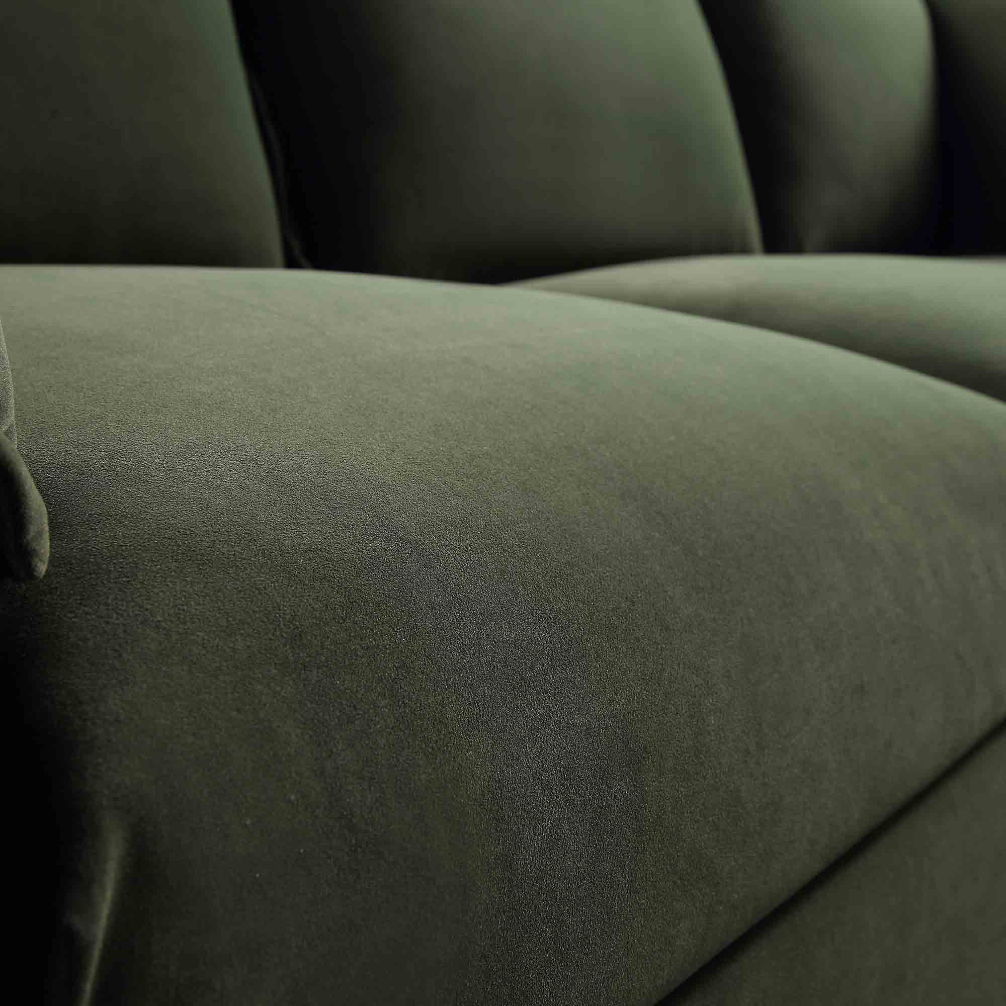 Byron Pillow Edge Moss Green Velvet Modular Sofa, 5-Seater Corner