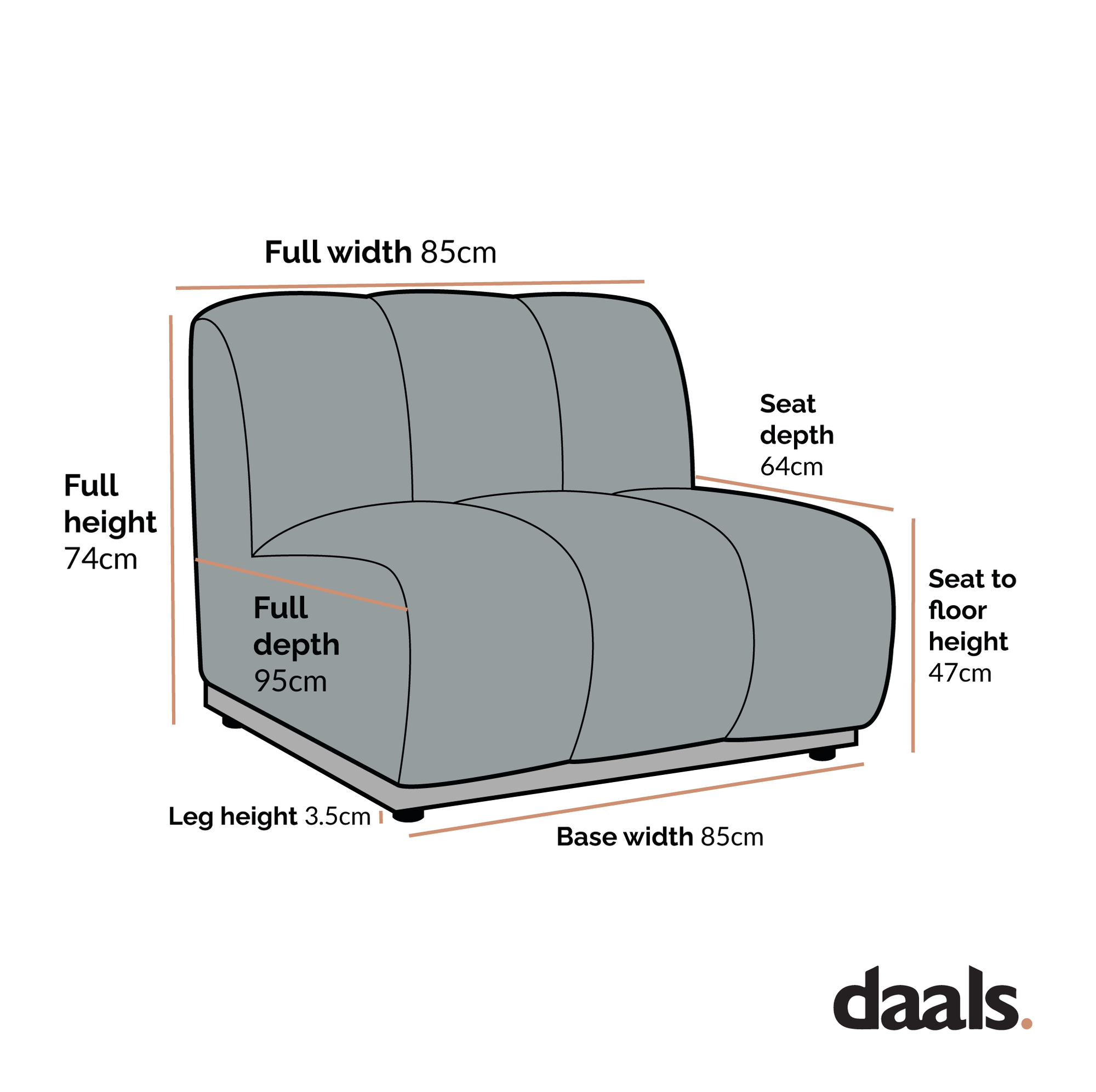 Granvia Moss Green Modular Sofa, 1-Seater Armless Sofa