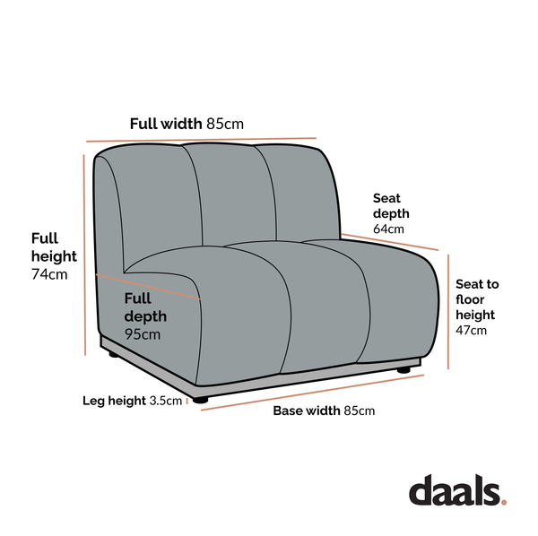 Granvia Taupe Boucle Modular Sofa, 1-Seater Armless Sofa