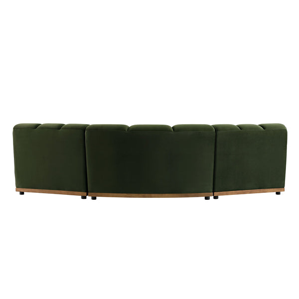 Granvia Moss Green Velvet Modular Sofa, 3-Seater Corner Sofa