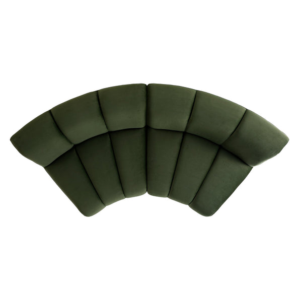 Granvia Moss Green Velvet Modular Sofa, 2-Seater Curved Sofa