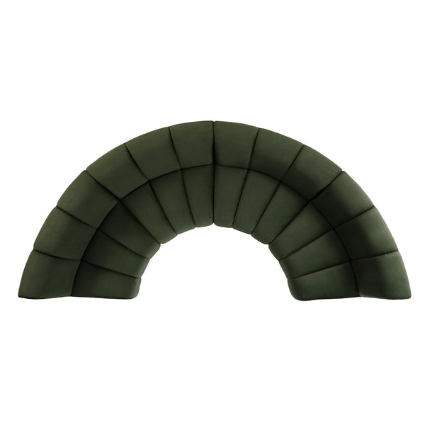 Granvia Moss Green Velvet Modular Sofa, 4-Seater Half Circle Sofa