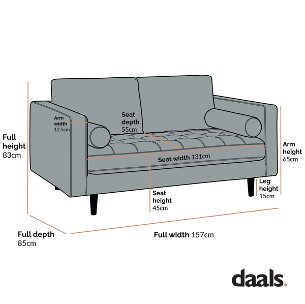 Henrietta 2-Seater Sofa, Teal Velvet