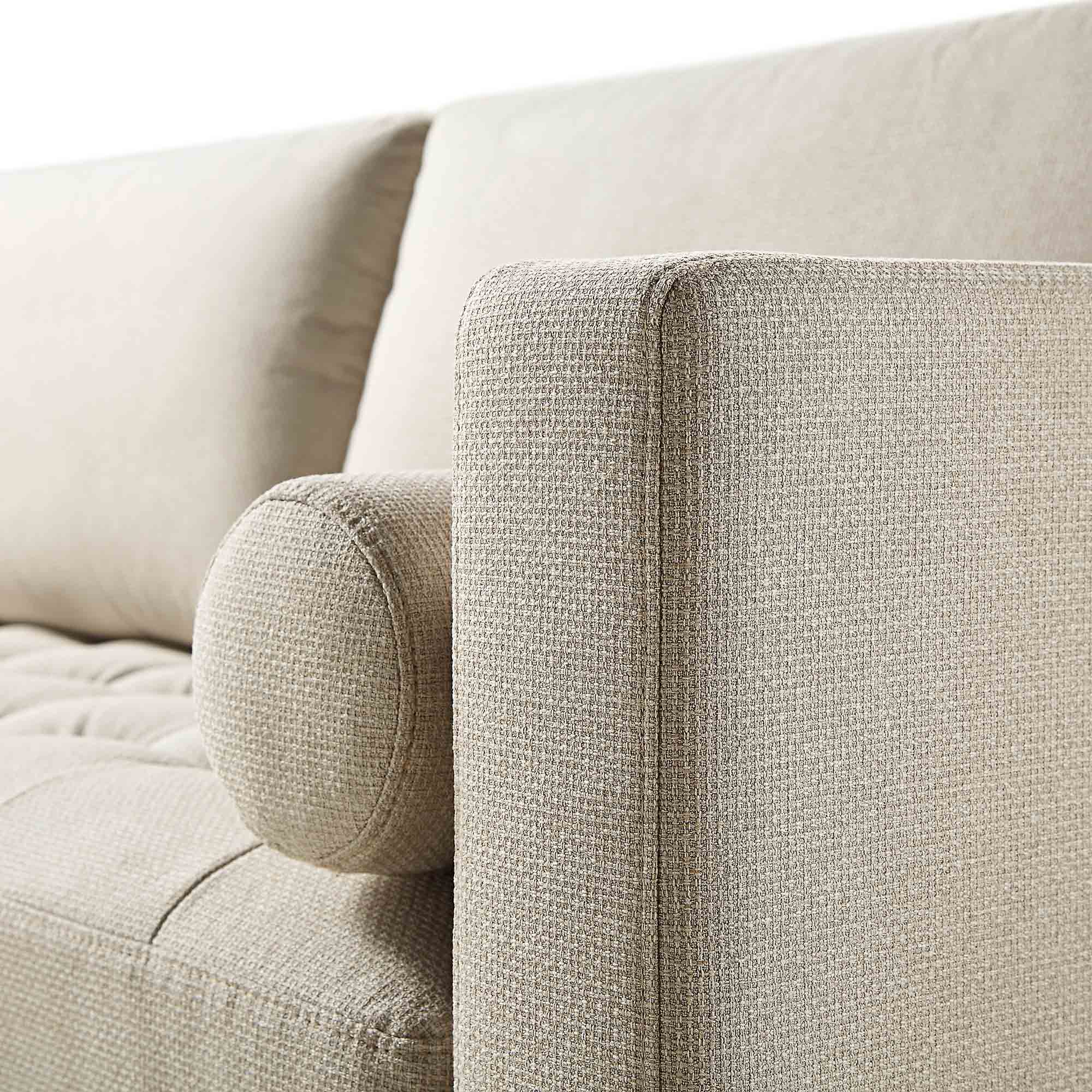 Henrietta Beige Woven Fabric Grand 4-Seater Chaise End Sofa, Right Hand Facing