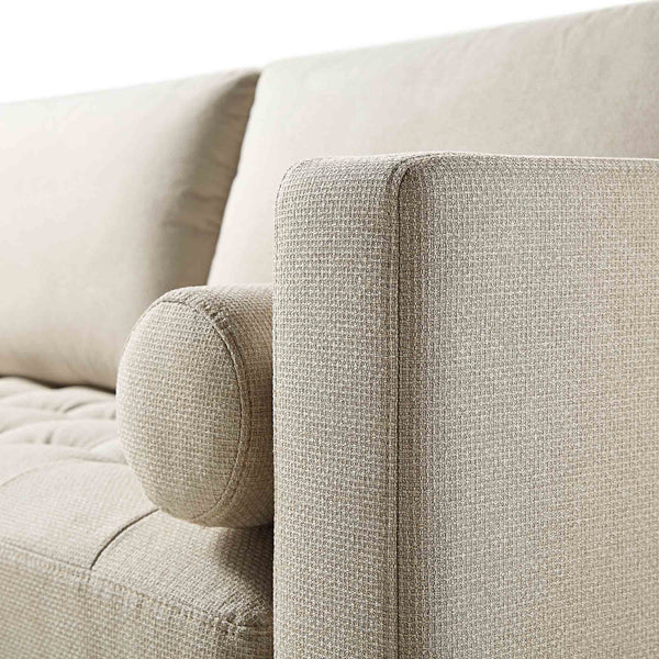 Henrietta Beige Woven Fabric Grand 4-Seater Chaise End Sofa, Right Hand Facing