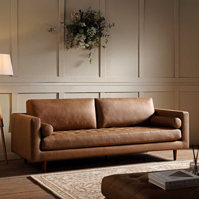 Henrietta Large 3-Seater Sofa, Tan Faux Suede