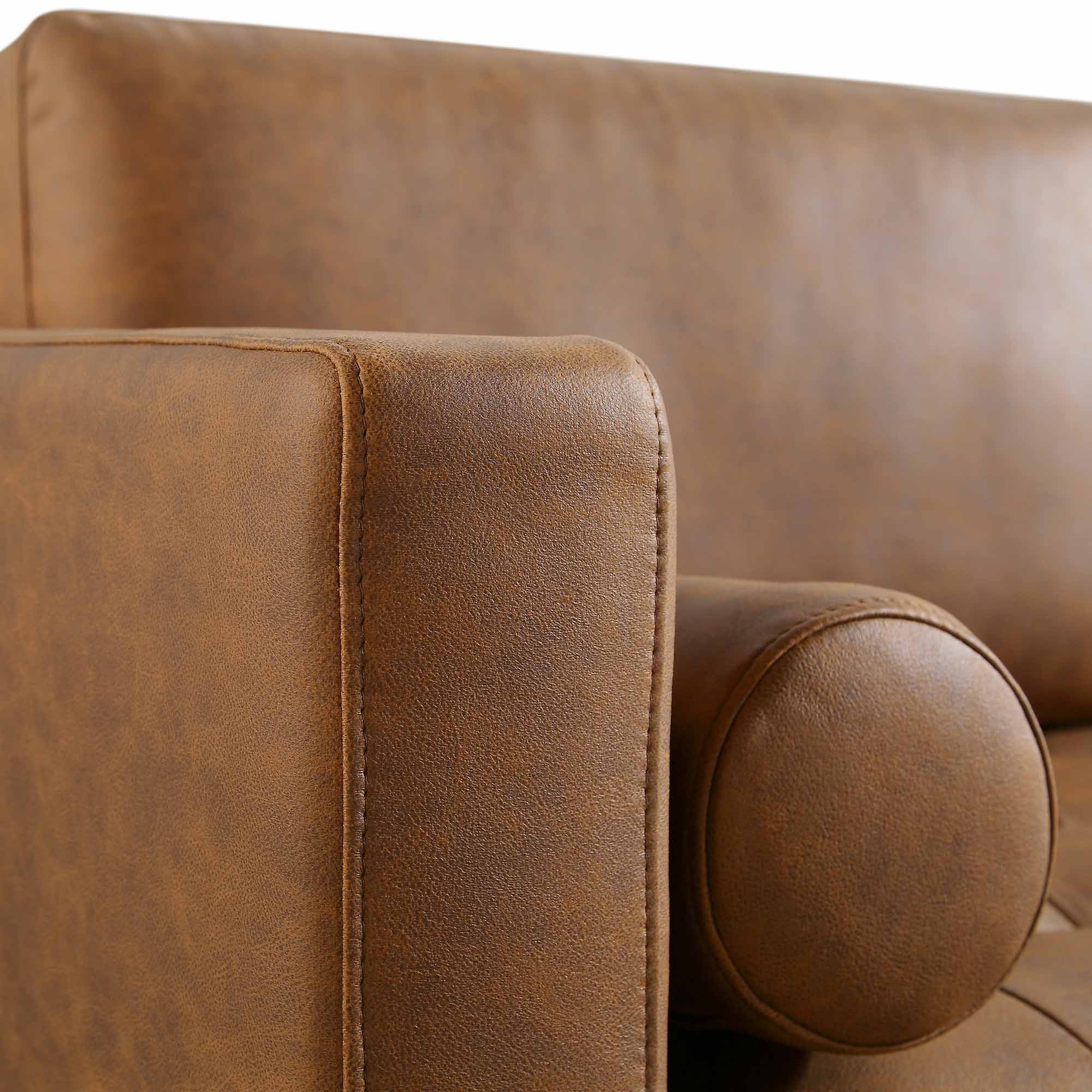 Henrietta Tan Faux Suede Grand 4-Seater Chaise End Sofa, Left Hand Facing