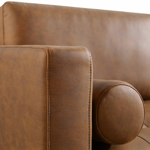 Henrietta Tan Faux Suede Grand 4-Seater Chaise End Sofa, Left Hand Facing