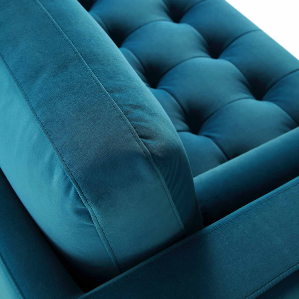 Henrietta Teal Velvet Grand 4-Seater Chaise End Sofa, Left Hand Facing